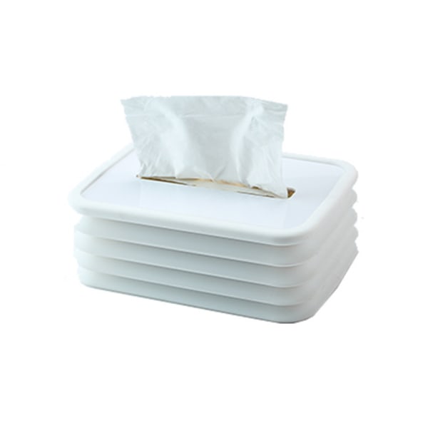 Tissue Box Elastic Lifting Car Silikone Tissue Box Foldbar elastisk Tissue Box til hjemmet, kontoret og bilen (hvid)