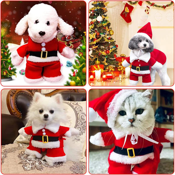 Hund och katt tomtekläder, söt tomte för husdjur