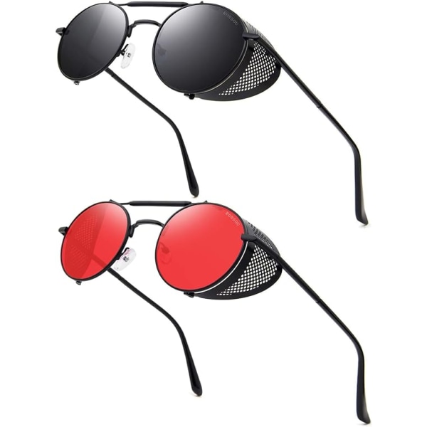Steampunk stil runde vintage polariserte solbriller retro briller