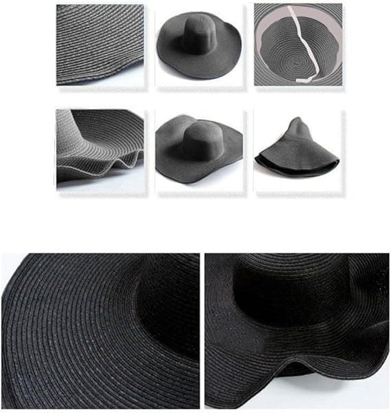 Dame Floppy Hat Halm Hat Bredskygget Solhat Åndbar Foldbar