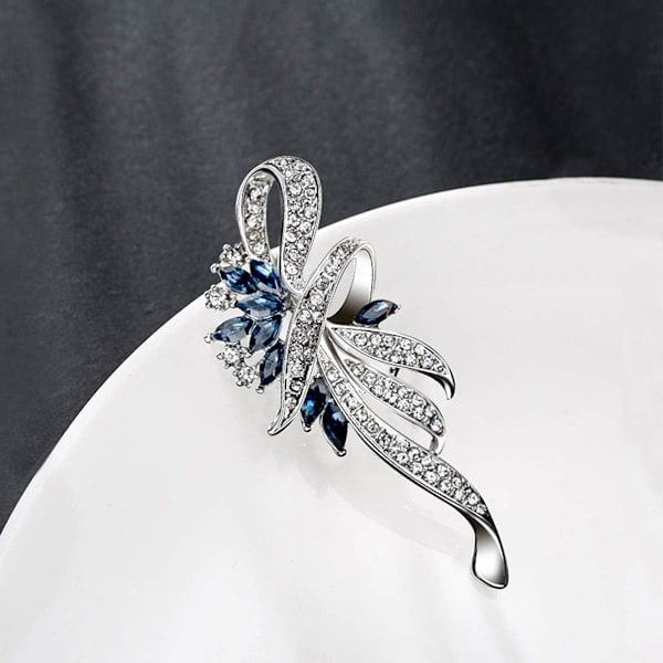 Skabt krystal broche fancy vintage stil blomst broche pin til kvinder, piger, damer blå farve
