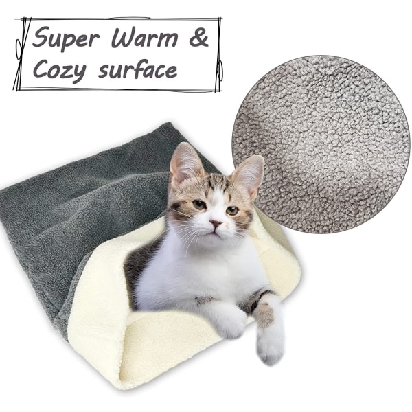 Cat Bed Cave Sovsäck, Pet Mat Self Warming Pad säck för katter och liten hund