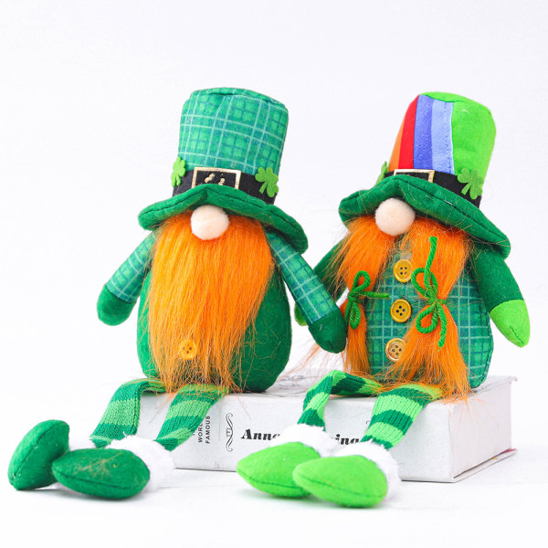 2kpl Pitkäjalka-nukke Irlantilainen Pyhän Patrickin päivän koristelu Lucky Dec