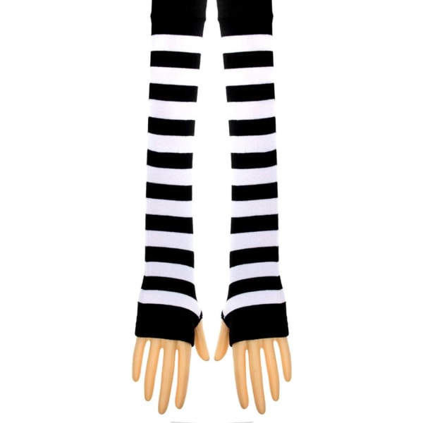 2 par randiga stickade långa handskar Randiga strumpor Leggings Party Cos