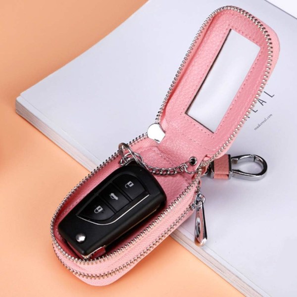 Car Key Holder Double Zipper Leather Protection Key Wallet Key Ho