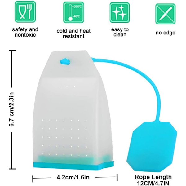 Silikonteinfuser, 4-pack lösa teblad filterpåsar sil
