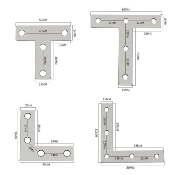 10 STK Hjørne Kode Beslag Stativ SORT 80MM sort 80mm
