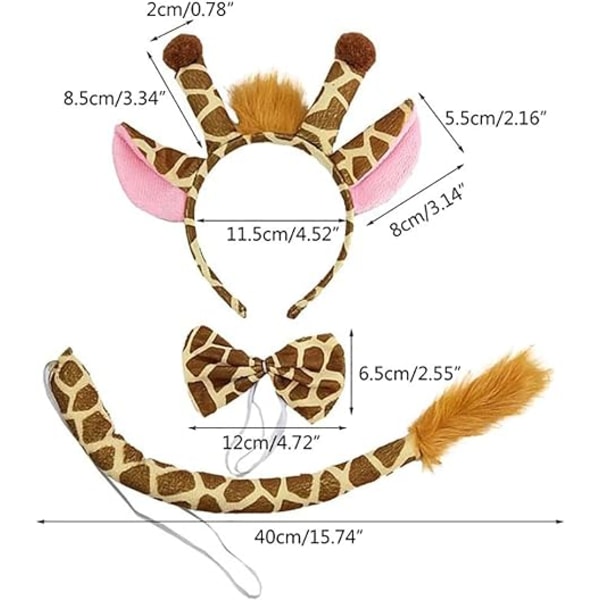 Giraffdräkt set för barn med giraffhorn pannband svans och b