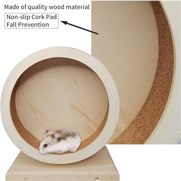 Hamsterhjul i trä, tyst löphjul för små husdjur 8,27 tum i diameter