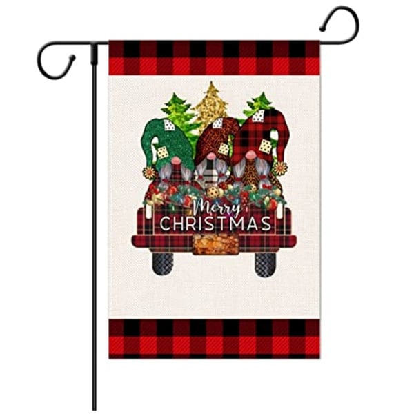 1pc Christmas Garden Flag Double Sides Linen Santa Claus Outdoor