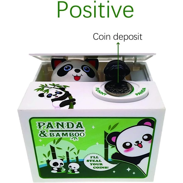Sparegris til børn, Panda stjæler pengekasse, møntbank, automatisk stjæler penge med engelsktalende, pengekasse til børn Kreativ gave (Panda)