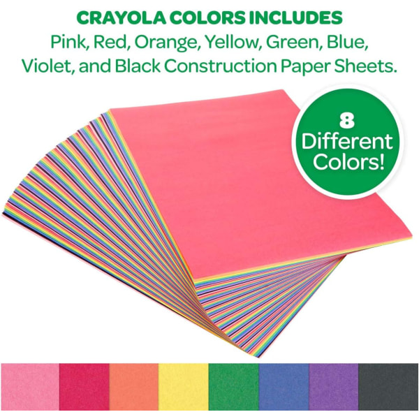 Konstruktionspapir 9" x 12" Pad, 8 klassiske farver (96 ark), velegnet til klasseværelser og skoleprojekter, farver kan variere