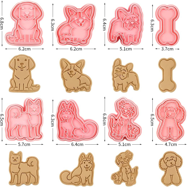 Dog Cookie Cutters, 8-delad Cookie Cutter Set, Hund, Plast Bisc