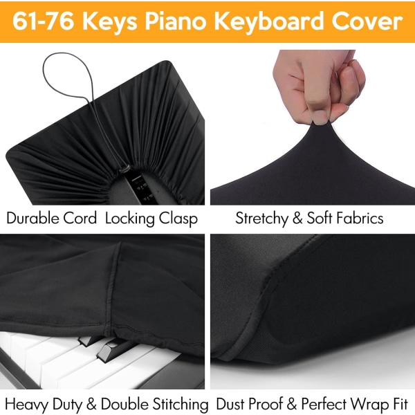 Piano Keyboard Støvdeksel, 61 tangenter Piano Music Keyboard Cover, St