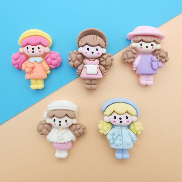 5 st/förpackning Nya Mini Lovely Popcorn flicka Serie Harts Charms För Öra