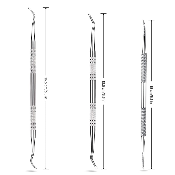 3-pakke Inngrodd tåneglfil og løfter, profesjonell kirurgisk flekk