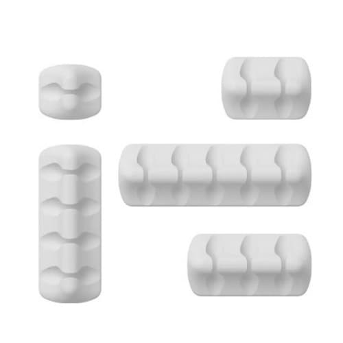 Skrivebordskabelarrangørklips - 5-pakning - Silikonkabelholder Fixe