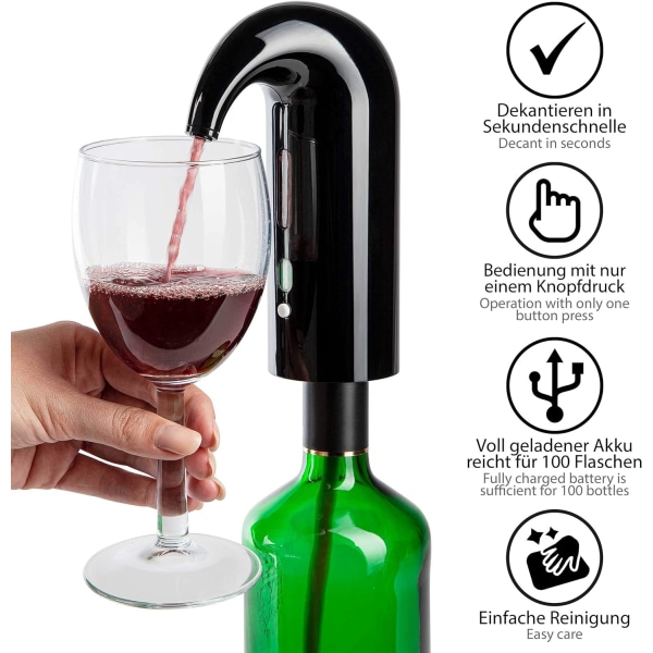 Elektrisk vinlufter og karaffel | Sort | Vinkaraffel |