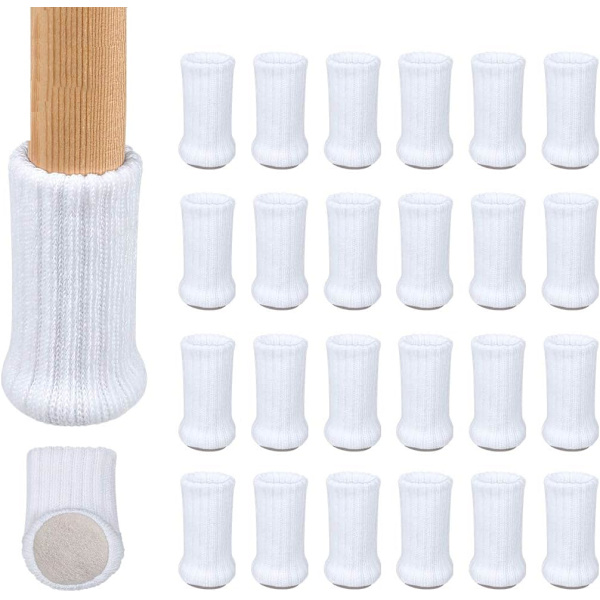 24 par halkfria stickade möbelstrumpor för stolsben, förhindra
