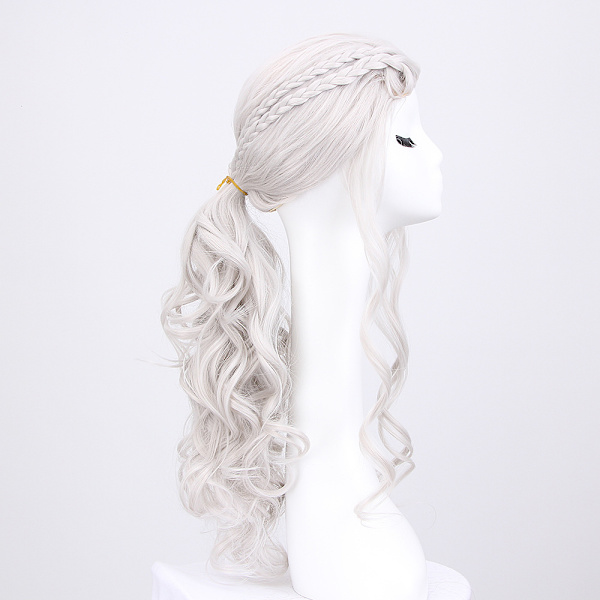 Cosplay peruk cosplay för kvinnor, Daenerys peruk lång blond lockig Kha