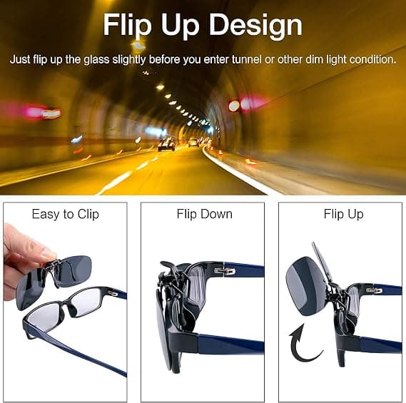 Clip-On Solbriller Polariseret Anti-Glare Rammeløs Rektangulær
