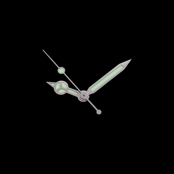 NH35/36/4R/7S Silver Edge Watch Hands Tre Pin Pointer med Grön