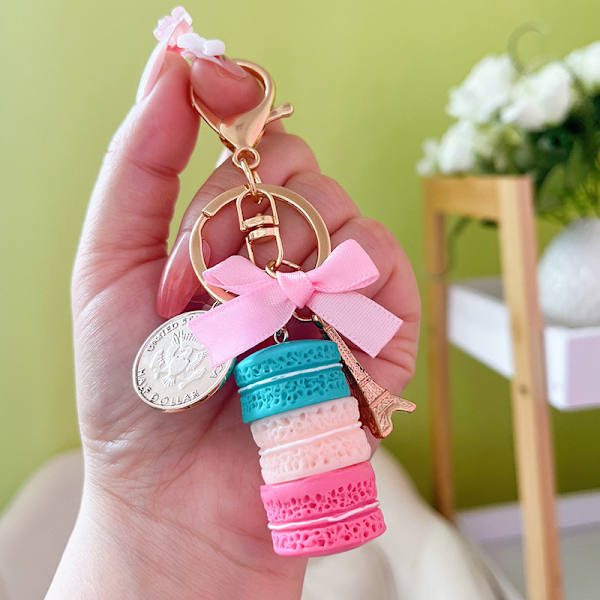 Värikäs söpö macaron avaimenperä Eiffel-torni macaron-riipus käsilaukku