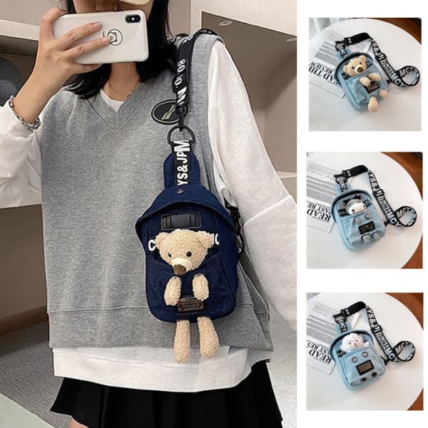Kvinnor Canvas Midjeväska Snedväska Serieteckningar Crossbody Väskor Bör