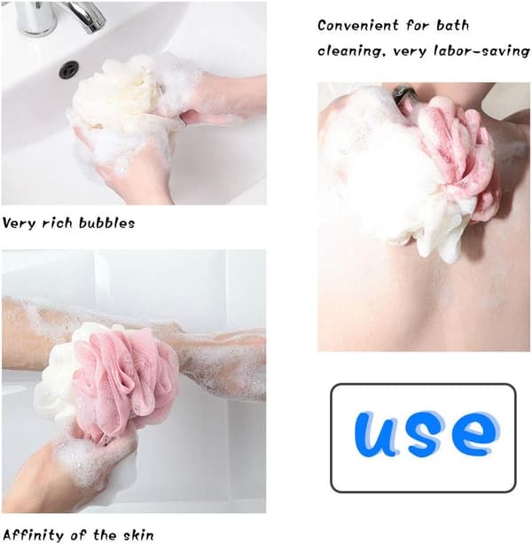 Badpuff Mesh Brush Extra Dense Duschboll för Loofah Sponge Body Scrub Puff （6 pack）