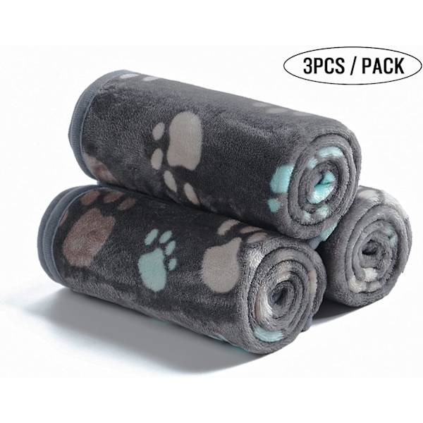 3 kappaletta harmaa Paw Ultra-Soft Plush Koira/Kissa Peitto Medium (80 * 70