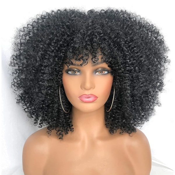 Short Curly Wig Afro Hair Curly Hair Wig Black Synthetic Full Wig