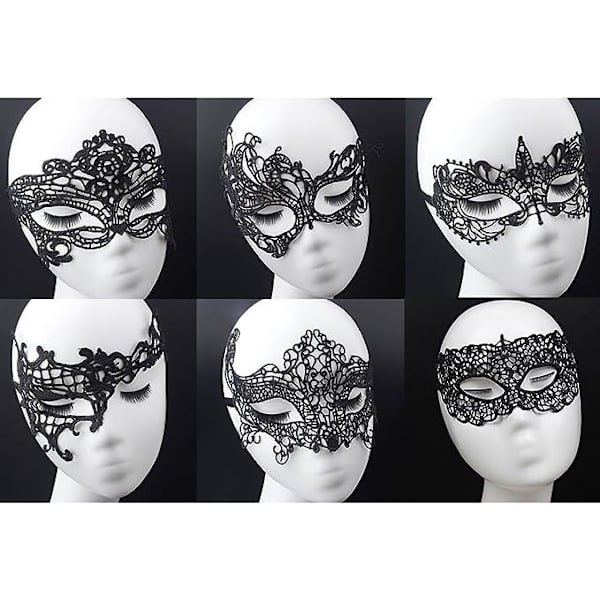 Dam svart spetsmask för fest, bal, maskerad, halloween