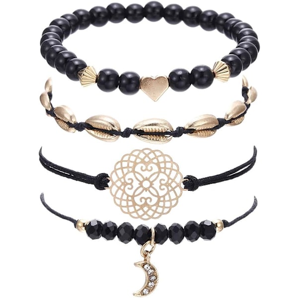 Perle armbånd til kvinder - Justerbar Charm Pendent Stack Brace