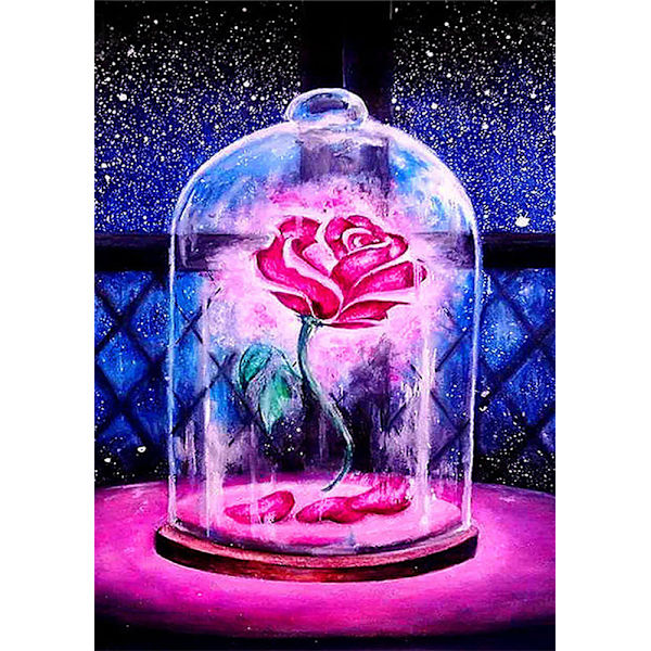 DIY Diamantkonst Kits, Full Drill Diamond Beauty and The Beast Ros