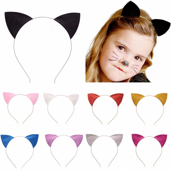 Glitter Cat Ears Hodebånd Halloween Fancy Dress Cat Woman Hairban