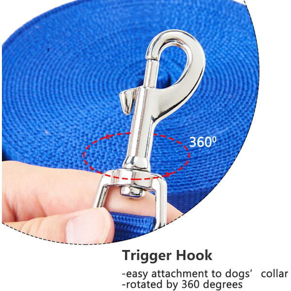 Hundekobbel, Hundetreningskobbel med håndtak Lang hundekobbel Nylon håndfri stropp for små til store hunder Kjæledyr Gå Jogging 10m * 2.5cm (Blå)