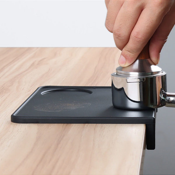 Kaffe Tamper Mat Tamping Rest Holder Hörn Kant Pad Svart Offic