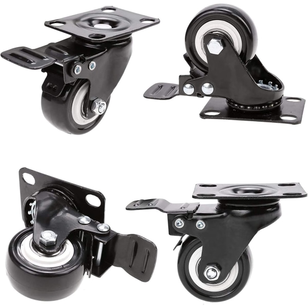 4 drejelige hjul med bremse 50 mm gummihjul til møbler