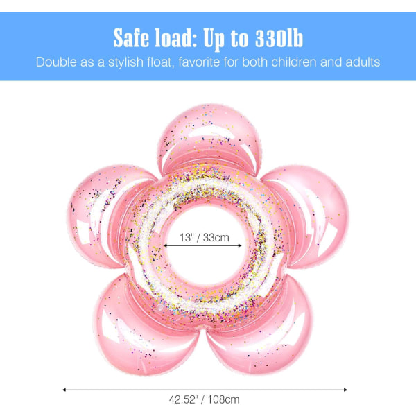 Uppblåsbar poolboj, uppblåsbar badring med blomform