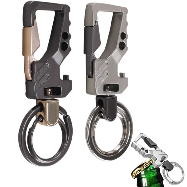2 kpl avaimenperät miehille Auto Snap Hook Avaimenperä Pullonavaaja Metalli