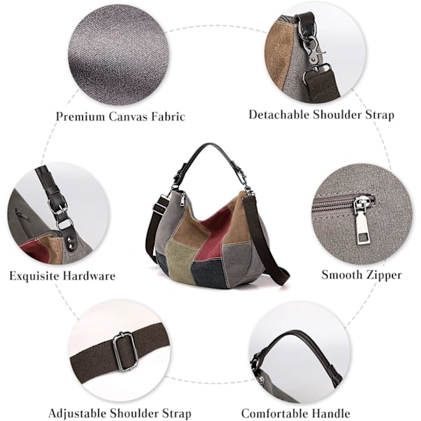 1 kpl harmaa retro olkalaukku kangas crossbody laukku naiset käsilaukku