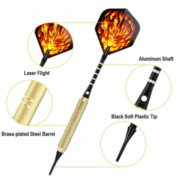 Dart Set, 12 Pack Soft Tip Darts för Elektronisk Darttavla med E