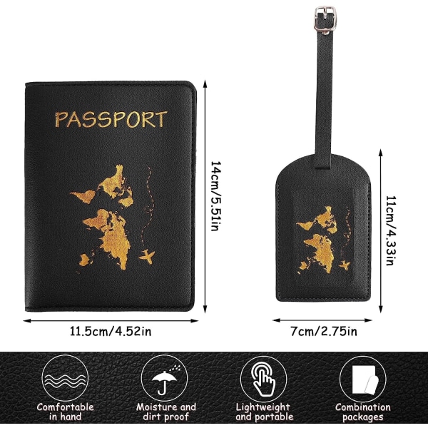 Passipidike, 2 kpl passinsuojuksia ja 2 kpl matkalaukun etiketti, PU