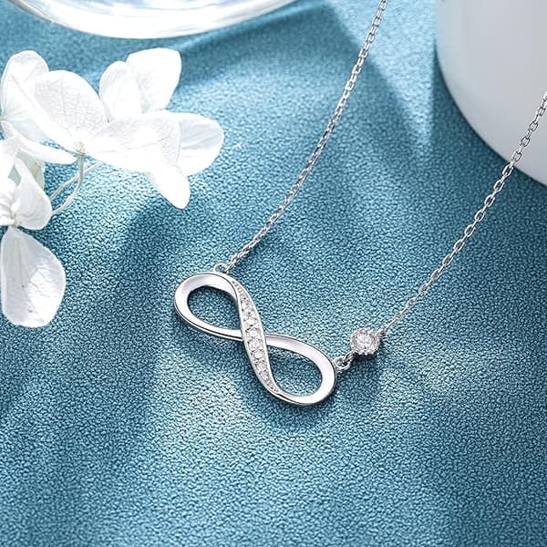 925 Sterling Sølv Halskæde - Hvidguldspladeret Infinity Hjerte P