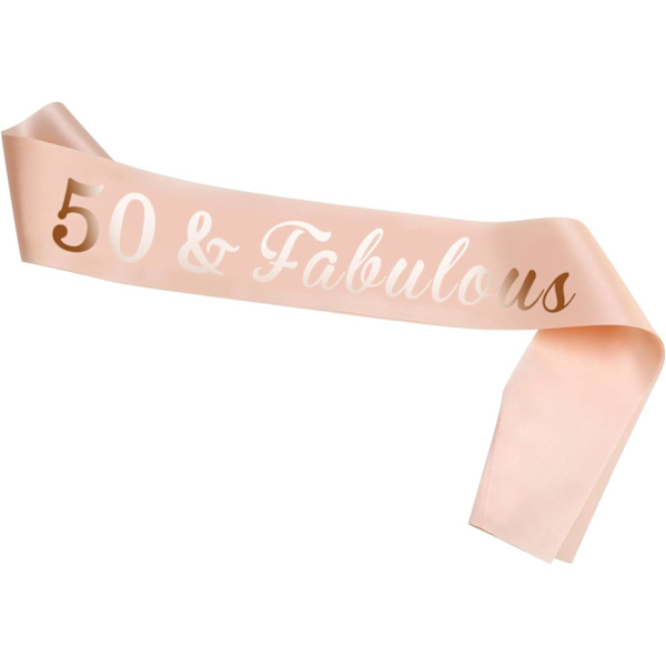 Rosegull 50-årsdagsskjerf, 50 & Fabulous Satengskjerf for 50 år