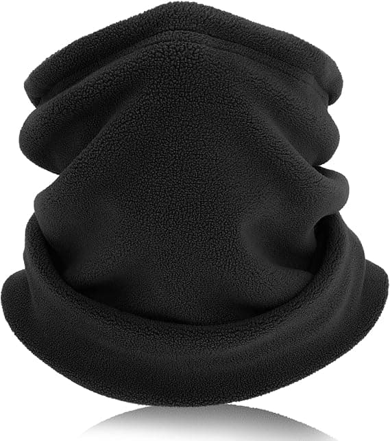 Svart vintervarm hals, dobbeltlags fleece-skjerf, do