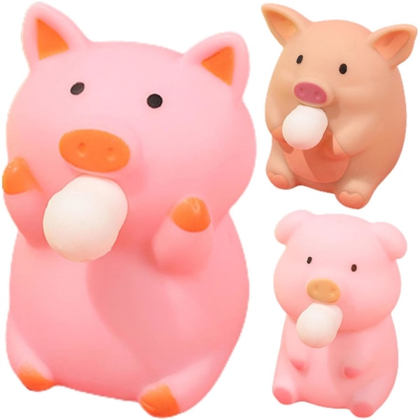 3 stycken Fidget-leksaker, Squishy Pig Toys, Tvättbar Pig Vent Squeeze