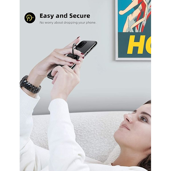 Mobiltelefon Ring Holder Finger Stand Telefon Kickstand, Metallgrep H