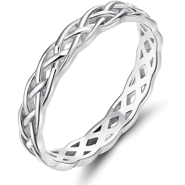 Sterling 925 Silver Ring Romantisk Multi-Size Eternity Celtic Knot Fästband för bröllop för kvinnor storlek 6-10 (Silver storlek 10)