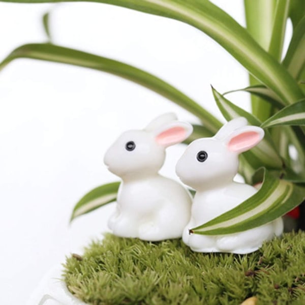 Set med 10 miniatyr kanin prydnader för fe trädgård